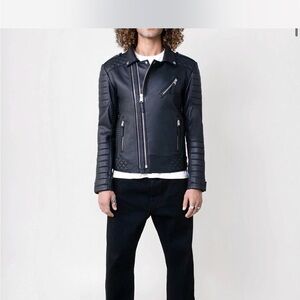 Men's Black Quilted Leather Biker Jacket